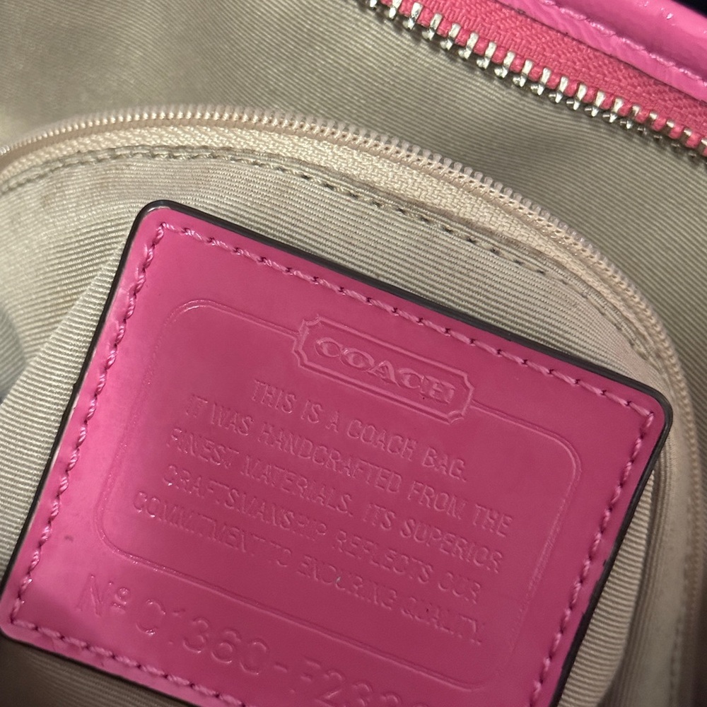 COACH BROWN AND PINK LARGE JACQUARD FOLD OVER  MESSINGER Crossbody Bag - Picture 6 of 13